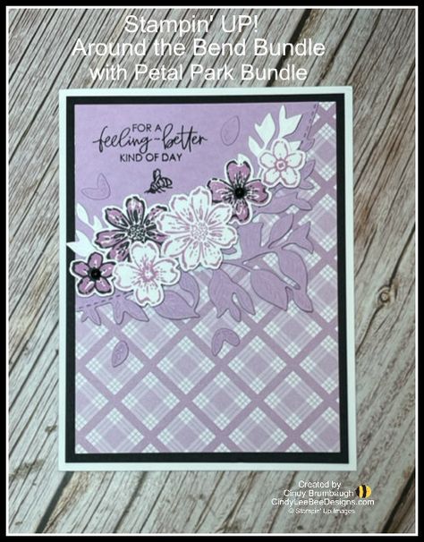 Su Around The Bend Cards, Stampin Up Petal Park Cards, Stampin Up Around The Bend Cards, Petal Park Stampin Up Cards, Around The Bend Stampin Up Cards, Stampin Up Around The Bend, Stampin Up Petal Park, Petal Park, Plaid Cards