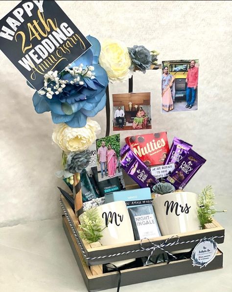 25 Anniversary Hamper Ideas, Anniversary Hamper Ideas For Couple, 25th Anniversary Hamper Ideas, Anniversary Hamper Ideas, 25th Anniversary Gift Ideas, Anniversary Hamper, Pedicure Tutorial, Gifts Hamper, Hampers Ideas