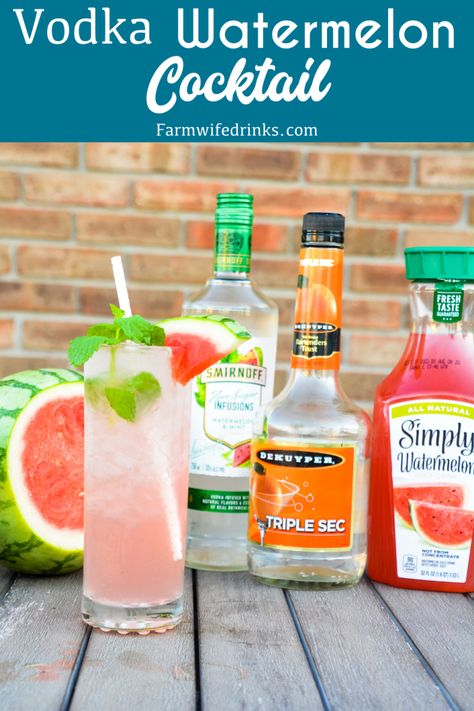 Vodka Watermelon Cocktail - The Farmwife Drinks Smirnoff Watermelon, Vodka Watermelon, Lemon Juice Benefits, Watermelon Cocktail, Lemon Health Benefits, Lemon Water Benefits, Watermelon Mint, Lemon Benefits, Vodka Recipes