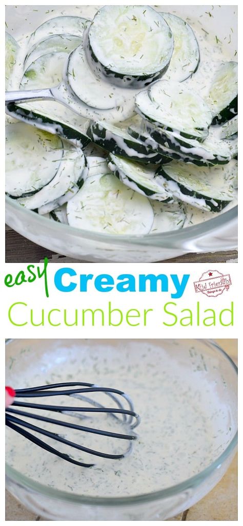 Cucumber Salad With Mayo, Easy Creamy Cucumber Salad, Creamed Cucumber Salad, Recipe With Sour Cream, Cucumber Salad Vinegar, Easy Cucumber Salad, Salad Cucumber, Creamed Cucumbers, Dill Dressing