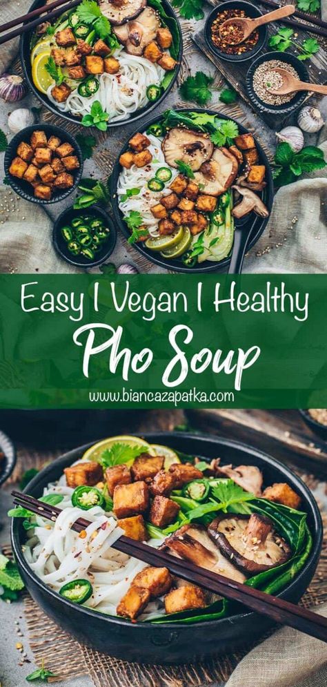 Vegan Pho Broth, Veggie Pho Recipe, Vegetarian Pho Recipe, Pho Soup Recipe Easy, Vegan Pho Soup, Pho Recipe Easy, Healthy Pho, Veggie Pho, Pho Recipes