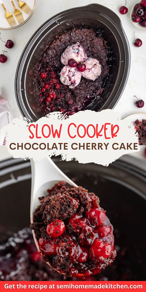 This slow cooker chocolate cherry dump cake is an easy dessert that brings together the classic combination of chocolate and cherries with minimal effort. Perfect for those days when you don’t want to turn on the oven, this warm, cakey treat is sure to satisfy your sweet tooth. Easy Crockpot Cake Recipes, Slow Cooker Pudding Cake, Crockpot Dump Dessert Recipes, Crockpot Cherry Dump Cake Recipes, Cherry Dump Cake Crock Pot, Slow Cooker Cherry Dump Cake, Dessert Slow Cooker Recipes, Crockpot Cakes Dump, Crock Pot Cake Recipes