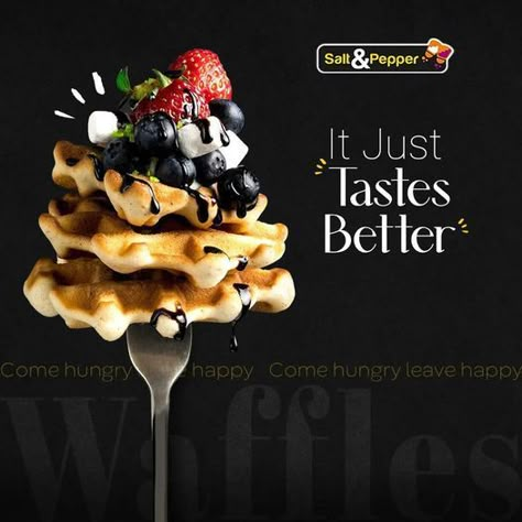 Waffle Poster Design Ideas, Waffle Social Media Design, Waffle Poster Design, Waffle Creative Ads, Waffle Poster, China Palace, Coffee Ads, Strawberry Mouse, Healthy Food Quotes