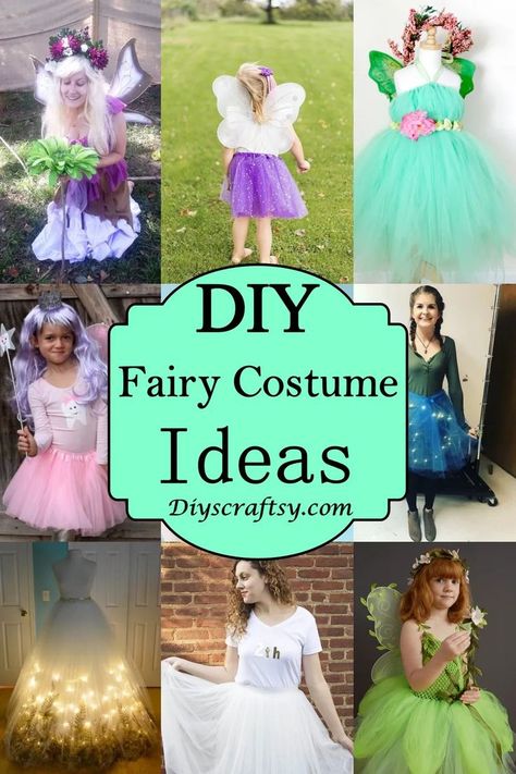 25 DIY Fairy Costume Ideas Cheap Fairy Costume, How To Make A Fairy Costume Diy, Fairy Dress Up Ideas, Diy Fairy Costumes For Women, Fairy Tutu Costume, Diy Fairy Tale Costumes For Women, Family Fairy Halloween Costumes, Girls Fairy Costume Diy, Home Made Fairy Costume