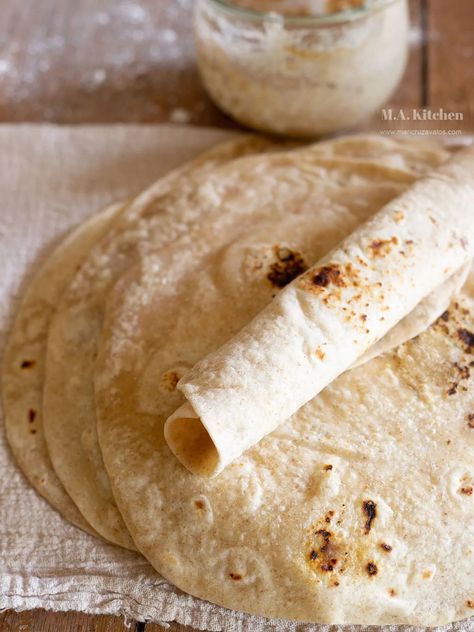 Sourdough Tortillas Recipe + VIDEO - Maricruz Avalos Kitchen Blog % Discard Sourdough Tortillas, Sourdough Flour Tortillas, Sourdough Tortillas Discard, Sourdough Tortilla Recipe, Sourdough Tortilla, Sourdough Discard Tortillas, Sourdough Tortillas Recipe, Mexican Flour Tortillas, Sourdough Tortillas