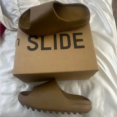 Yeezy Slides (Size 6) (Never Been Worn) Brown Yeezy Slides Outfit, Brown Yeezy Slides, Yeezy Slides Outfit, Slides Outfit, Shoes Yeezy, Back To School Fits, Yeezy Slides, Yeezy Shoes, School Fits