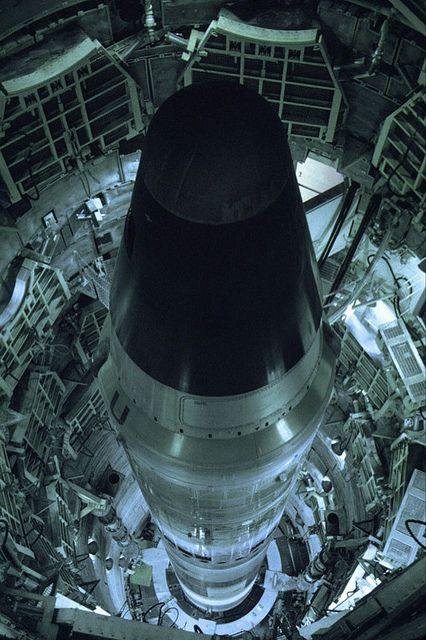 Titan II ICBM missile, in silo, 1999. Icbm Missile, Strategic Air Command, F 35, Ex Machina, Space Shuttle, Space Exploration, Military History, Armed Forces, Military Vehicles