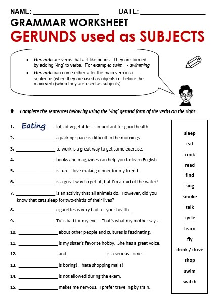 Gerunds and Infinitives - All Things Grammar Gerunds Worksheet, English Grammar Test, Grammar Quiz, English Teaching Materials, Grammar Exercises, English Worksheet, Teaching English Grammar, English Grammar Worksheets, Teaching Grammar