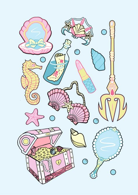 Mermaid , illustration , shells , Little Mermaid, sea , ocean Mermaid Illustration Drawing, Mermaid Cute Drawing, Cute Mermaid Illustration, Mermaid Stickers Printable, Shells Drawings, Cute Mermaid Drawing, Sea Shells Illustration, Little Mermaid Illustration, Treasure Illustration