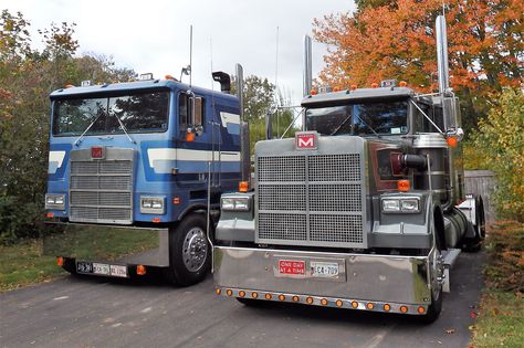 1981 Marmon coe and 1988 Marmon 57P in Charlottetown, PEI, Canada Custom Semi Trucks, Marmon Trucks, Charlottetown Pei, Pei Canada, Impala Chevrolet, Big Ford Trucks, Truck Company, Tractor Trailer Truck, American Trucks