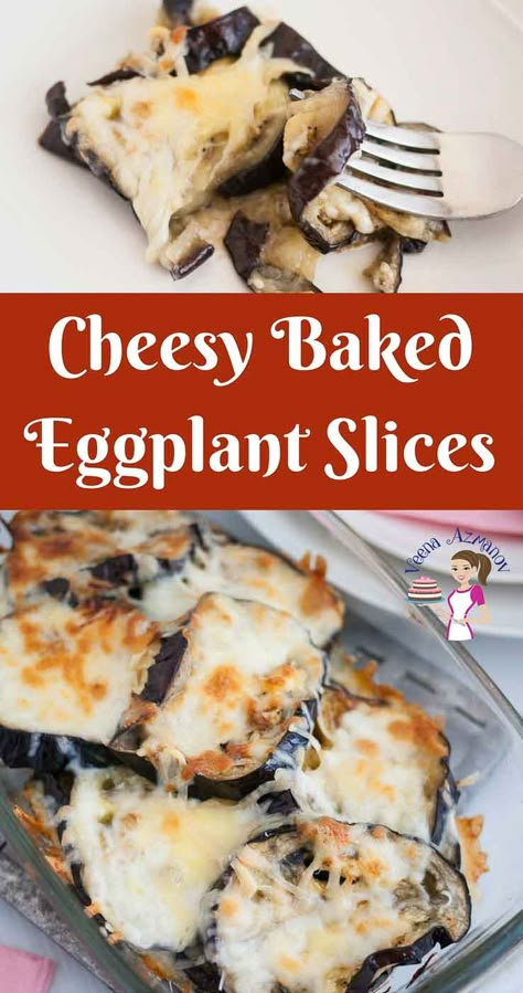 These cheesy baked eggplant slices make a perfect appetizer or side dish to a meal. This simple, easy and effortless recipe gets done in less than 30 minutes. These cheesy eggplant slices also make a great addition to sandwiches or salads. Try different cheeses such as Boursin or Camembert for a more fun variety. Eggplant Side Dishes Recipes, Recipes For Eggplant Simple, Easy Eggplant Recipes Simple, Cheesy Eggplant, Baked Eggplant Recipes, Eggplant Side Dishes, Keto Veggie Recipes, Baked Eggplant Slices, Different Cheeses