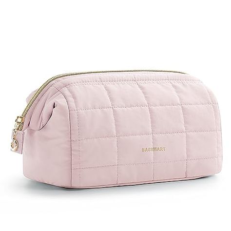 Limited-time deal: BAGSMART Makeup Bag Travel Cosmetic Bag, Puffy Padded Make Up Bags for Women Makeup Organizer Case, Wide-open Pouch Purse Travel Essentials Toiletries Accessories Brushes, Pink Makeup Case Organization, Makeup Bag Travel, Purse Storage, Make Up Bags, Makeup Bag Organization, Pouch Organizer, Makeup Organizer, Travel Toiletries, Toiletry Bag Travel