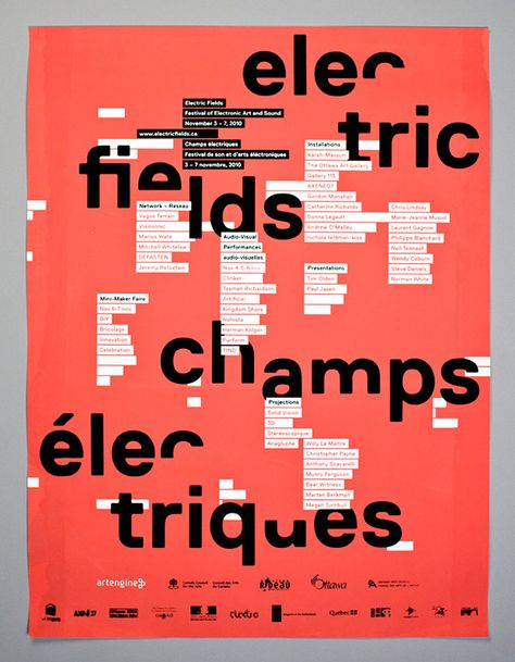 Electric Fields Typographic Layout, Graphic Design Images, Electric Field, Typography Layout, Grid Layouts, Typographic Poster, Poster Layout, Typography Graphic, Graphic Design Layouts