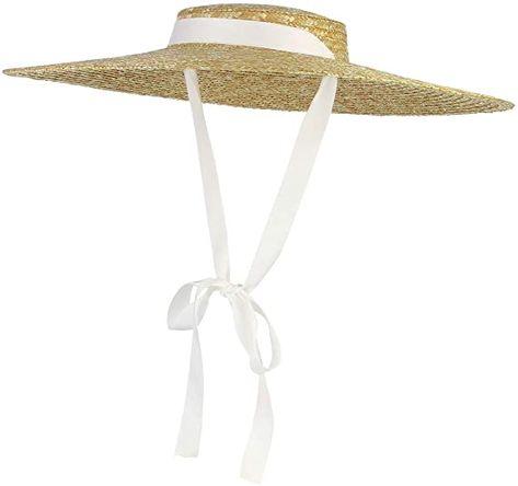 DEMU Women Vintage Boater Straw Hat Wide Brim Flat Top Floppy Derby Straw Hat Beach Sun Hats with Chin Strap White Brim 18cm: Amazon.com.au: Fashion Straw Hat Beach, Women Vintage, Straw Hat, Sun Hats, Derby, Straw, Sun, Hats