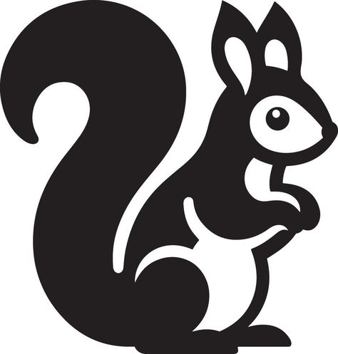 Subroto Kumar Basak Squirrel Stencil, Squirrel Silhouette Printable, Squirrel Running Drawing, Squirrel Silhouette, Squirrel Vector Illustration, Squirrel Digital Art, Vector Sketch, Icon Illustration, White Background