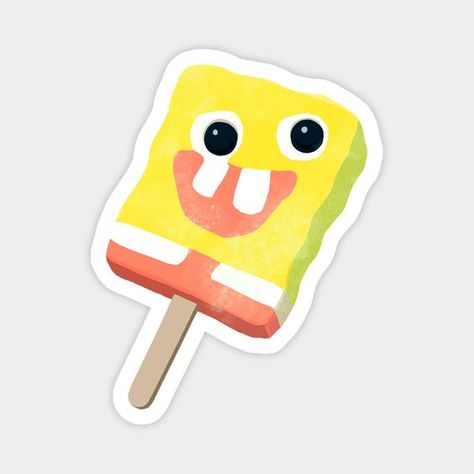 Sponge Popsicle Design Sticker Magnet #DIYStickers Sponge Bob Popsicle, Spongebob Popsicle Tattoo, Stickers Spongebob, Cool Sticker Ideas, Sticker Spongebob, Spongebob Stickers, Popsicle Design, Mood Stickers, 90s Stickers