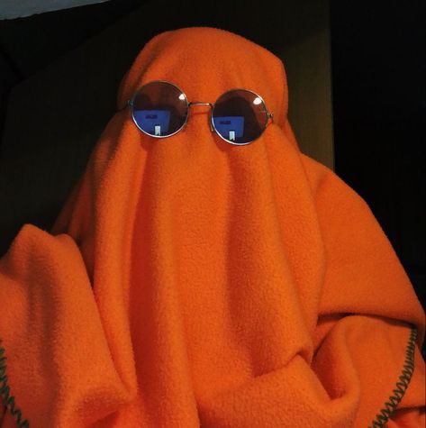 Poltergeist Aesthetic, Orange Profile Picture, Ghost With Sunglasses, Colour Aesthetic, Muslimah Fashion Casual, Sunglasses Aesthetic, Orange Sunglasses, Male Icon, Color Board