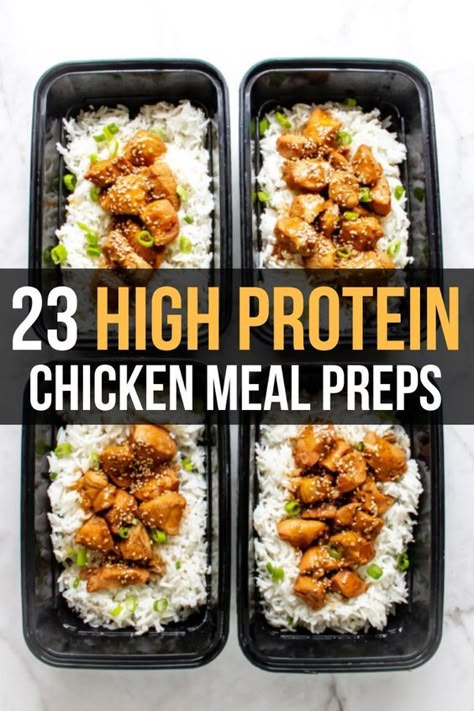 Fuel your week with these 23 high-protein chicken meal prep recipes. Perfect for anyone looking to stay energized and healthy without sacrificing flavor! #MealPrep #HighProteinMeals #ChickenRecipes Healthy Chicken Recipes For Meal Prep, Meal Prep For Body Builders Women, Mealprep Chicken Recipes, Meal Prep Ideas For Two People, Cold Chicken Meal Prep, High Protein Chicken And Rice Meal Prep, Chicken Lunch Prep Meals, Easy Meal Prep With Chicken, Healthy Chicken Recipes For Lunch