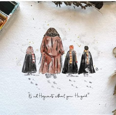 Harry Potter Aesthetic Painting, Harry Potter Art Painting, Harry Potter Watercolor, Harry Potter Sketch, Watercolour Sketchbook, Harry Potter Art Drawings, Harry Potter Painting, Robbie Coltrane, Harry Potter Illustrations