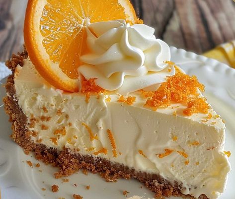 Orange Creamsicle Delight: No-Bake Cheesecake Orange No Bake Cheesecake, No Bake Creamsicle Cheesecake, No Bake Orange Creamsicle Cheesecake, Easy No Bake Deserts, Orange Creamsicle Pie, Orange Creamsicle Cheesecake Recipe, Orange Creamsicle Cheesecake, Refrigerator Desserts, Creamsicle Cheesecake