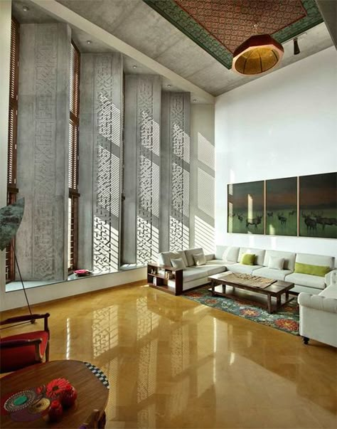 Stylish Concrete Interiors for Contemporary Homes - MADS Creations Home Gym Modern, Dipen Gada, Gym Modern, Bungalow Interiors, Concrete Interiors, Art Deco Interior Design, Bungalow House Design, Budget Diy, Exterior Decor