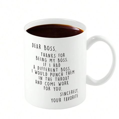 1pc, Large Coffee Cup, Water Cups, Dear Boss Mug, 11 Ounces Best Boss Mug, Boss Lady Mug, Boss Coffee Mug, Boss Mugs For Men Women, Best Boss Gifts For Men, Funny Boss Gifts | SHEIN Boss Mugs, Best Boss Mug, Best Boss Gifts, Funny Boss Gifts, Boss Lady Mug, Boss Gifts, Boss Humor, Boss Coffee, Boss Mug