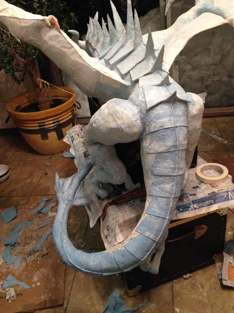 Paper Mache Dragon, Make A Dragon, Foam Carving, Paper Mache Projects, Halloween Gnomes, Paper Mache Animals, Dragon Tail, Dragon Crafts, Folding Origami