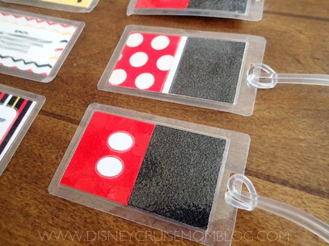 Diy Disney Luggage Tags, Disney Scooter Decoration, Disney Travel Agent Vendor Booth, Disney Cheer Gifts, Disney Luggage Tags Diy Free Printable, Disney Swag Bag Ideas, Cheer Luggage Tags, Disney Cruise Diy, Disney Cheer Nationals Gifts