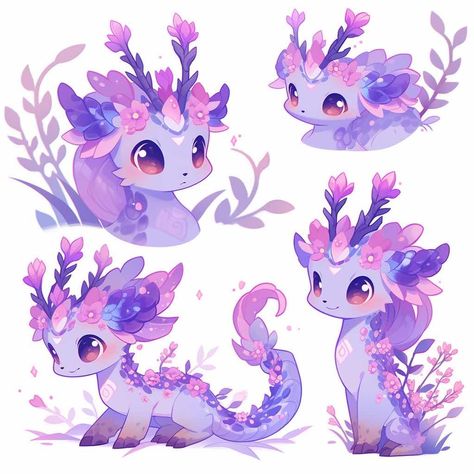 Cute Familiars Art, Kawaii Mythical Creatures, Chibi Fantasy Creatures, Chibi Dragon Art, Cute Fantasy Creatures Drawings, Fantasy Cute Creatures, Cute Dragon Doodle, Cute Fantasy Creatures Art, Cute Creature Design