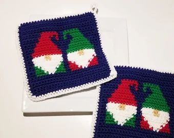 Etsy - Shop for handmade, vintage, custom, and unique gifts for everyone Change Colors In Crochet, Crochet Pattern Christmas, Crochet Stocking, Crochet Unique, Potholder Patterns, I Love This Yarn, Pattern Pictures, Gnome Patterns, Holiday Stockings