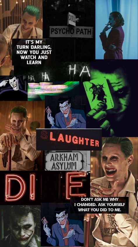 #batman#joker#dc#aesthetic#pin#wallpaper Joker Aesthetic Wallpaper, Joker Collage, Joker Aesthetic, Pin Wallpaper, Dc Aesthetic, Aesthetic Pin, Collage Wallpaper, Arkham Asylum, Batman Joker