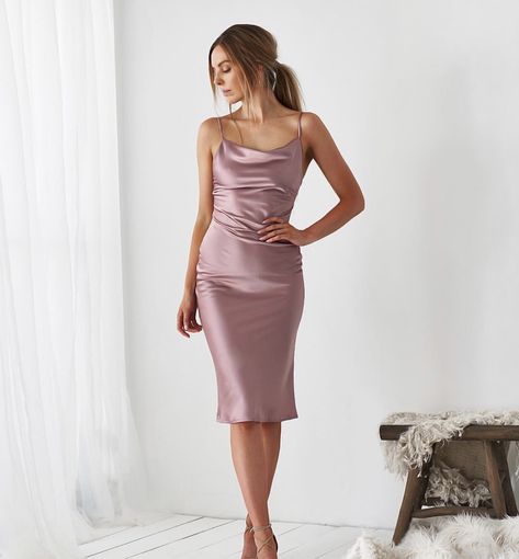 Satin Silk Dress, Champagne Dress, Cherry Dress, Mauve Dress, Midi Slip Dress, Dinner Dress, Multicolor Dress, Cocktail Party Dress, Satin Slip Dress