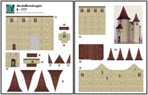 Castle Papercraft, Little Castle, Paper Castle, Model Castle, Castle Plans, Toy Castle, D&d Minis, Paper Doll House, Red Brick House