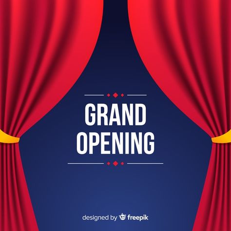 Flat grand opening poster with curtains | Free Vector #Freepik #freevector #background #flyer #poster #ribbon Grand Opening Poster, Grand Opening Banner, Grand Opening Invitations, Big Sales Banner, Abstract Graphic Design, Photo Texture, Medical Design, Flyer Poster, Banner Template Design