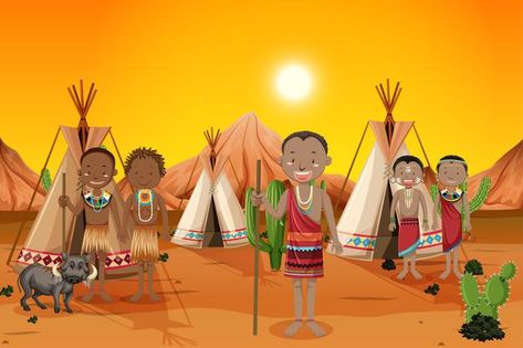 Ethnic people of african tribes in tradi... | Free Vector #Freepik #freevector #woman #man #nature #character Nature Character, Gond Painting, India Book, Spiritual Beliefs, Traditional Dance, Cultural Identity, Traditional Clothing, In Nature, Traditional Outfits