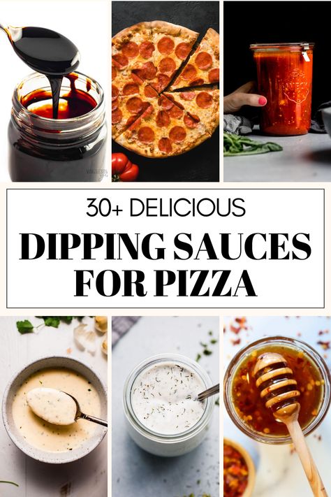 Wondering what the best dipping sauces for pizza are? I’ve got you covered with this handy guide of  20+ easy sauce recipes. // pizza dipping sauces Pizza Sauces Ideas, Dipping Sauces For Pizza, Pizza Sauce Dip, Pizza Base Sauce, Different Pizza Sauces, Garlic Dipping Sauce For Pizza, Copycat Round Table Pizza Sauce, Pizza Dipping Sauce, Honey Pizza