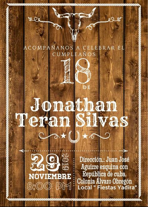 Invitacion fondo madera inspirada en el rodeo para hombre Charro Party, Cowboy Invitations Birthday, Western Invitations, Cowboy Invitations, Rodeo Birthday Parties, Cowboy Theme Party, Birthday Invitation Card Template, Western Birthday, Rodeo Birthday