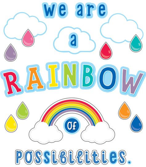 We Are a Rainbow of Possibilities Product Image Description Rainbow Of Possibilities Bulletin Board, Rainbow Of Possibilities, Inspirational Bulletin Boards, Rainbow Bulletin Boards, Creative Bulletin Boards, Welcome Bulletin Boards, Colorful Bulletin Boards, Rainbow With Clouds, Summer Bulletin Boards