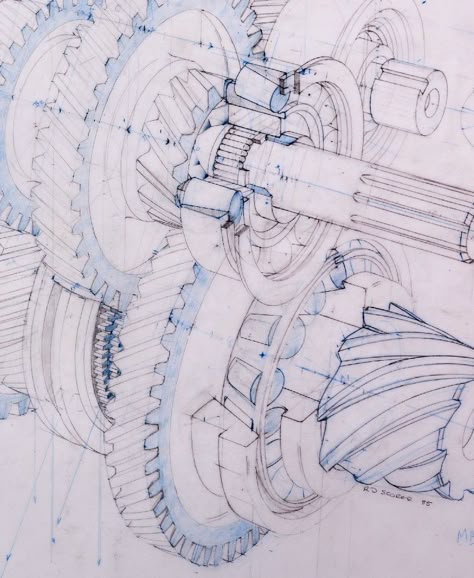 Engineering Art Drawing, Mechanical Art Drawing, Mechanical Illustration, Mechanical Sketch, Machinery Art, Mechanical Aesthetic, Gear Illustration, Cutaway Illustration, Industrial Sketch