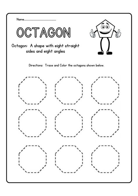 Octagon Shape Preschool, Octogon Preschool Activities, Octagon Worksheet For Preschool, Octagon Crafts Preschool, Red Classroom, Fun Sheets, 3d Shapes Worksheets, Preschool Shapes, Shape Poems