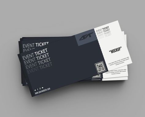 Event ticket mockup Premium Psd Ticket Mockup, Black Ticket, Voucher Design, Event Tickets, Travel Tickets, Event Graphics, Free Fonts For Designers, Loyalty Cards, Vip Card