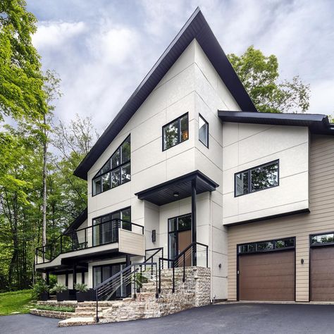 James Hardie Building Products’s Instagram post: “This contemporary beauty looks sophisticated in HardiePanel vertical siding in Cobble Stone 👌🏼 #JamesHardie #CobbleStone #ColorPlus #design…” James Hardie Siding, Cement Panels, Hardie Siding, Fiber Cement Siding, Vertical Siding, James Hardie, Siding Colors, Modern Garage, Cottage Style Homes