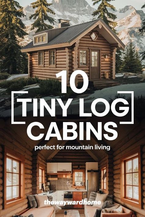 Step into mountain living with these 10 tiny log cabins! From rustic yet stylish log cabin interiors to functional tiny cabin plans, these designs are perfect for creating your cozy retreat. Get inspired for your tiny log cabin adventure! Tiny Cabin Plans, Log Cabin Interiors, Tiny Log Cabins, Tiny Log Cabin, Log Cabin Interior, Cabin Interiors, Mountain Living, Tiny Cabin, Village House Design