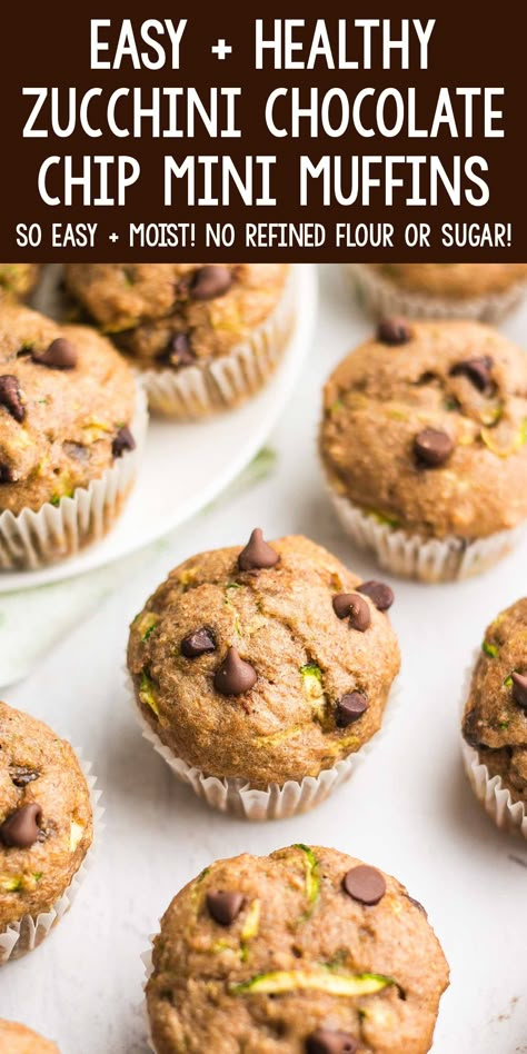 Healthy Chocolate Chip Zucchini Muffins, Zucchini Mini Muffins, Chocolate Chip Zucchini Muffins, Gluten Free Zucchini Muffins, Zucchini Muffins Healthy, Banana Zucchini Muffins, Zucchini Chocolate, Zucchini Chocolate Chip Muffins, Chocolate Chip Zucchini Bread