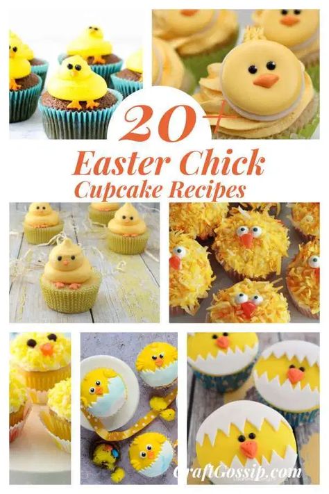 20+ Easter Chick Cupcakes You Can Make At Home – Edible Crafts Easter Chick Cupcakes, Chick Cupcakes, Chicken Cupcakes Ideas, Chicken Cupcakes, Easter Cupcake Recipes, Easter Craft Activities, Easter Party Food, Easy Easter Desserts, Animal Cupcakes