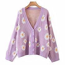 Purple Chrysanthemum, Cottagecore Sweater, Aesthetic Sweaters, Loose Knit Cardigan, Knit Coat, Button Down Sweater, Coat Autumn, Knitting Women Cardigan, Floral Cardigan