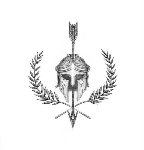 Spartan Neck Tattoo, Eastern Tattoo Ideas, Men Tattoo Ideas Greek, 300 Movie Tattoo, Mens Ankle Tattoos Ideas, Roman Arm Tattoo, Athena Spear Tattoo, Greek Ares Tattoo, Gladiator Shield Tattoo