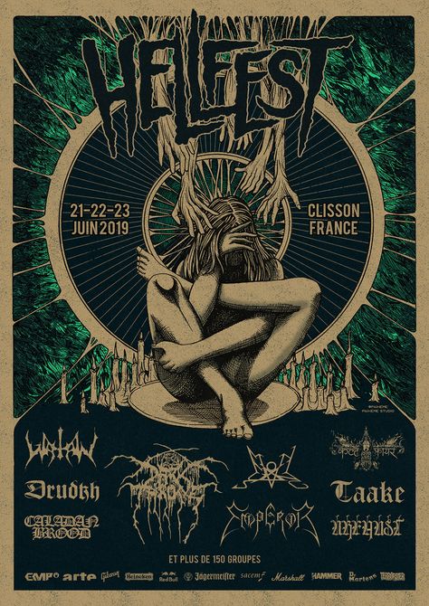 Heavy Metal Poster Design, Metal Festival Poster, Punk Festival Poster, Metal Concert Poster, Metal Band Posters, Caen France, Rock Fest, Punk Poster, Music Festival Poster