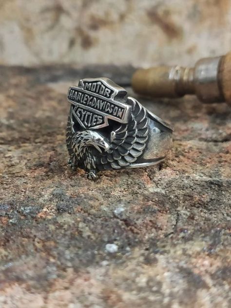 Silver Men Ring, Biker Rings, Motorcycle Riders, Men Ring, Silver Rings Handmade, Silver Man, Wooden Box, Handmade Ring, Class Ring