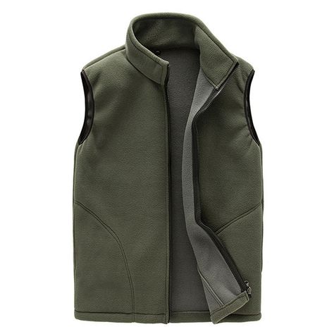 Winter Casual Sport Polar Fleece Thick Warm Pure Color Vest for Men Men's Fleece Vest, Mens Fleece Vest, Hiking Vest, Soft Vest, Zipper Vest, Outdoor Coats, Gilet Long, Vests Mens, Sleeveless Jacket